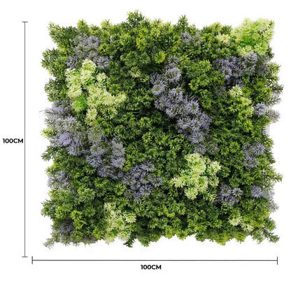 Vivid Purple and Green Moss Panel UV Resistant 100cm x 100cm (Back Order Only).