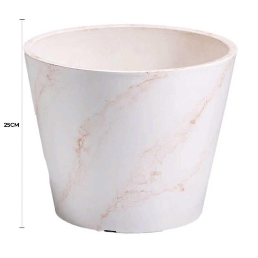 Red & White Imitation Marble Pot 25cm.