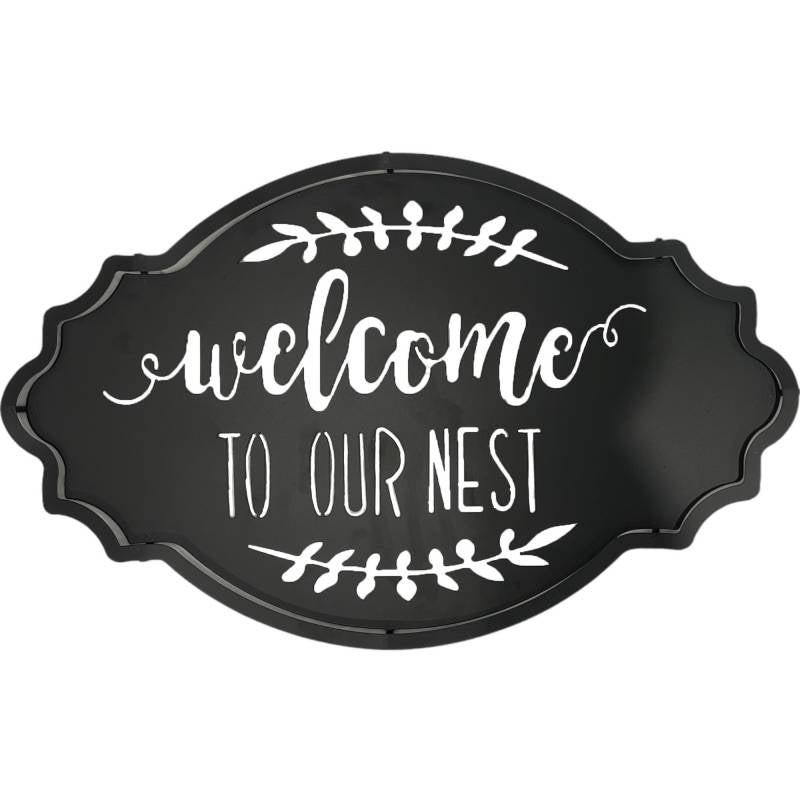 Welcome To Our Nest Metal Sign 30x50cm.