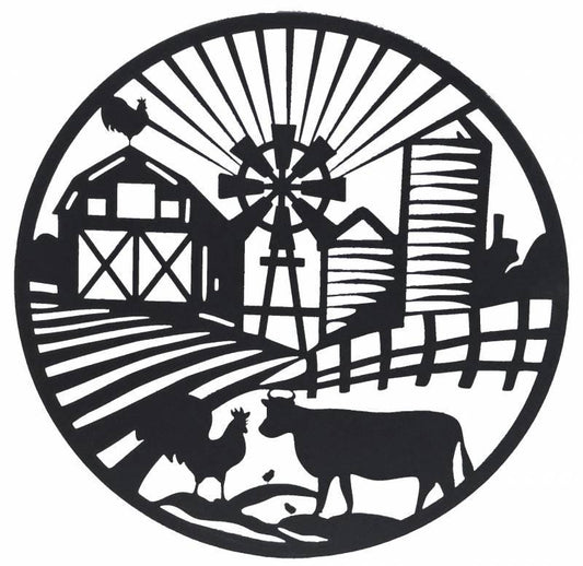 Round Farm Life Metal Wall Art 40cm.