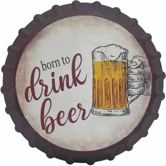 Born To Drink Beer Wall Art 34cm.