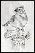 Bird on Column Framed Canvas 90cm