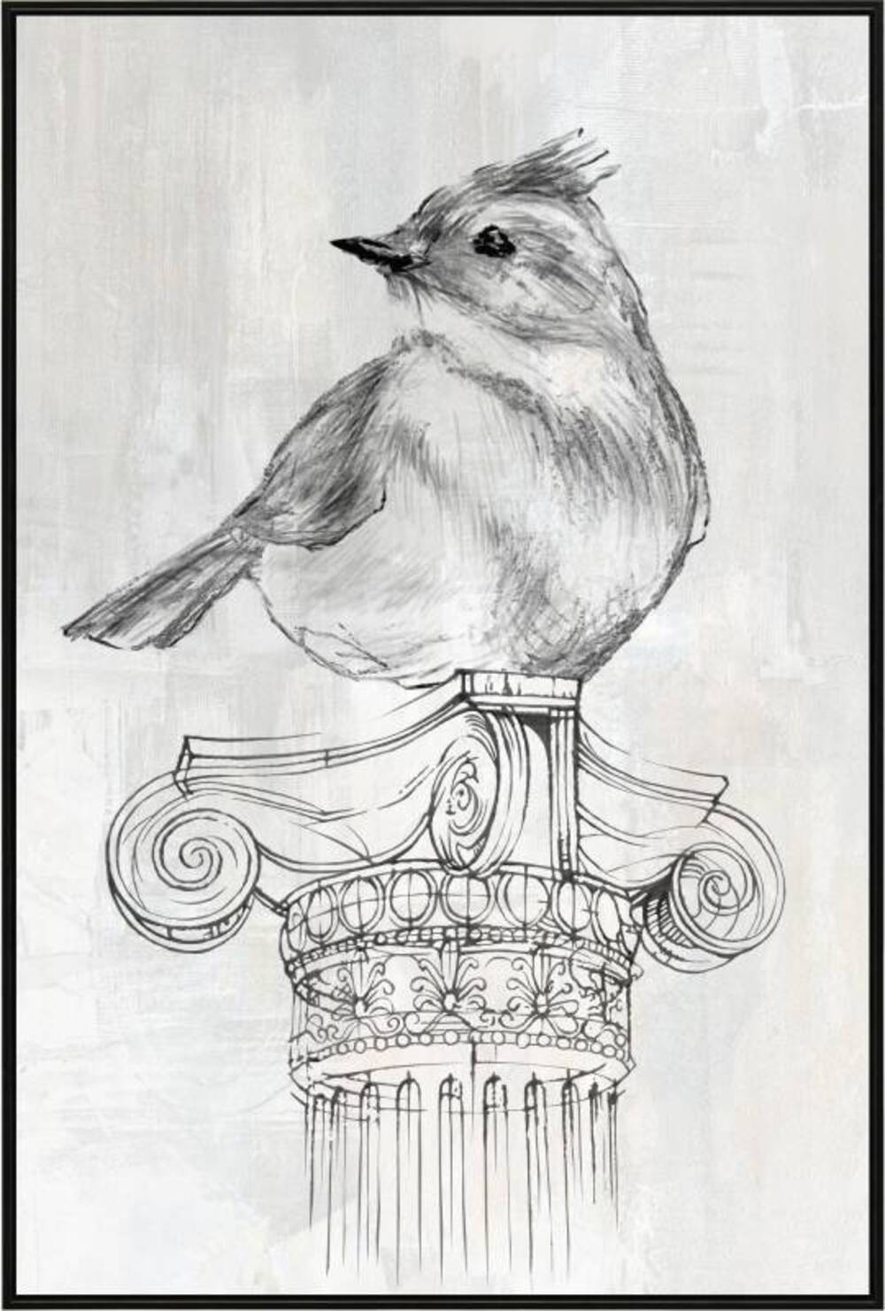 Bird on Column Framed Canvas 90cm