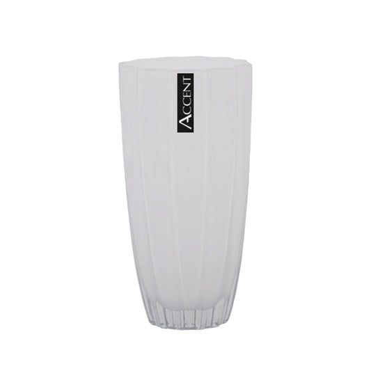 bulk 6 White Concave Ripple Vase 25cm.