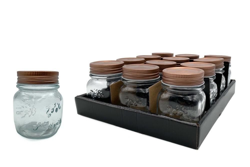 bulk 48 Glass Jar w Metal Lid 150ml Canister 8cm.