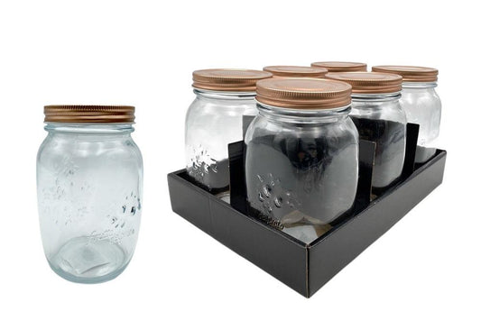 bulk 18 Glass Jar w Metal Lid 1000ml Canister 16cm.