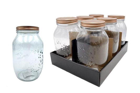 bulk 18 Glass Jar w Metal Lid 1500ml Canister 20cm.