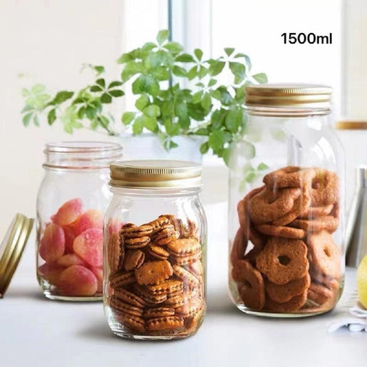 bulk 12 Glass Jar Screw Lid 1500ml Canister 21cm.