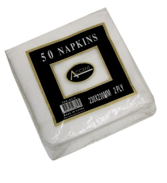bulk 2400 White Napkin Cocktail 2ply 23cm.