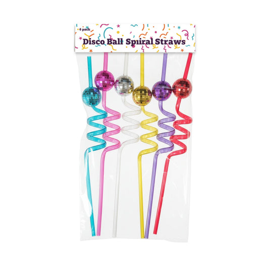 bulk 144 Reusable Plastic Disco Ball Spiralstraws Asst.