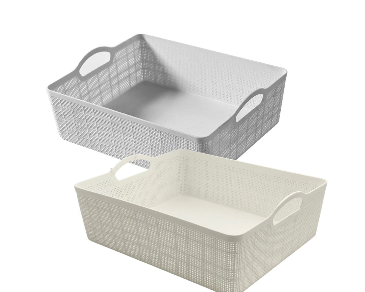 bulk 18 Rect Storage Basket w Handle 2 Asst 34cm
