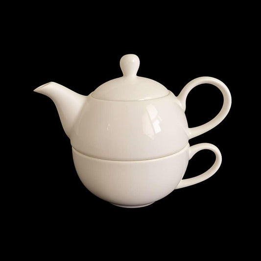 bulk 8 White Fine Bone China Teapot & Cup Set 450 & 300ml.