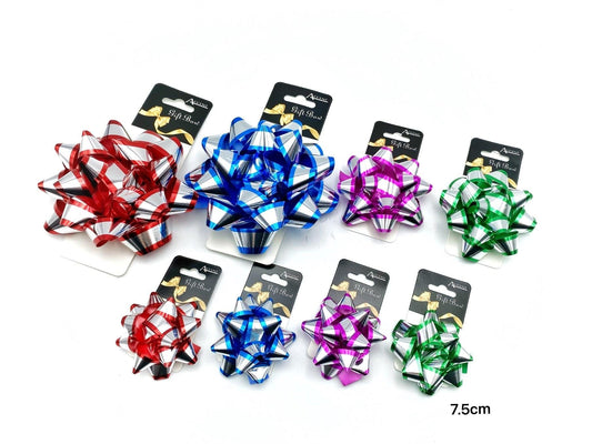 bulk 24 2 Tone Gift Bow 7.5cm Assort Cols.
