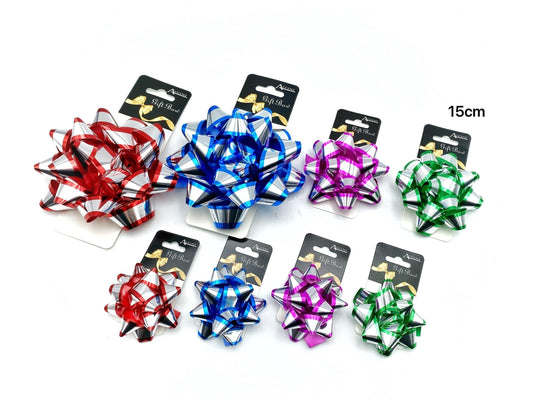 bulk 24 2 Tone Gift Bow 10cm Assort Cols.