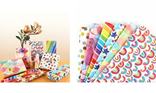 bulk 50 Cheerful Gift Wrap 70cmx3m 38mm Core.