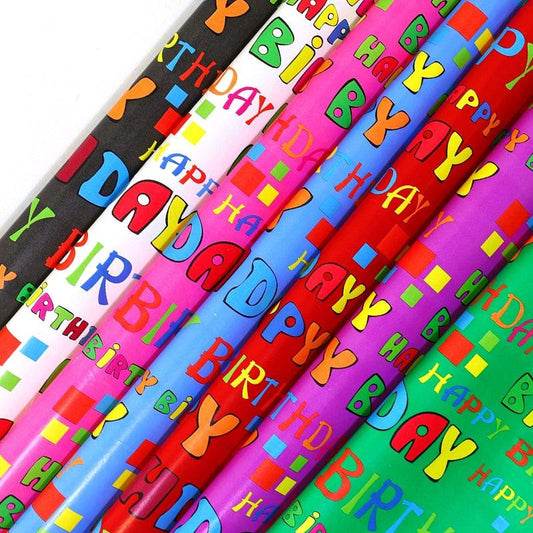 bulk 50 Happy Birthday Gift Wrap 70cmx3m 38mm Core.
