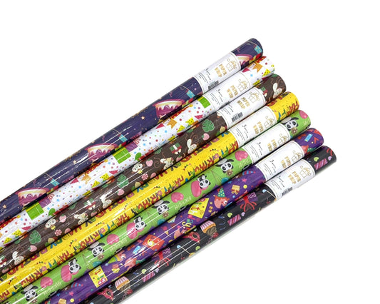 bulk 50 New Happy Birthday Gift Wrap 70Cmx3M 38Mm Core.