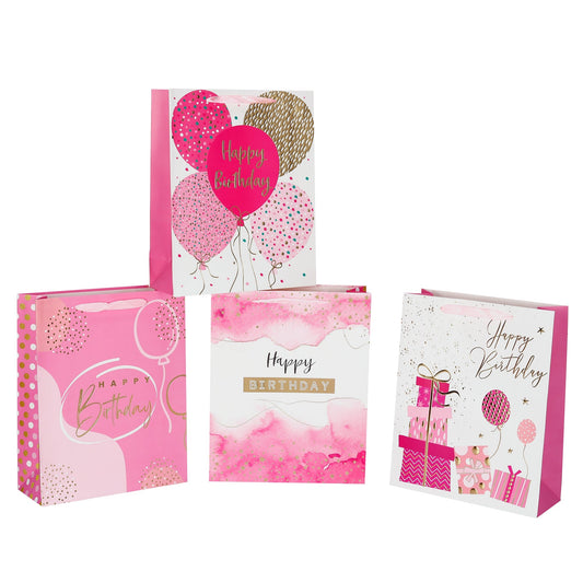 bulk 24 Xlarge Pink Celeberation Gift Bag Assort 42cm