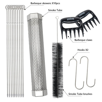 ASMOKE Essential Smart Portable Wood Pellet Grill & 3pc BBQ Tool Set & 5lb Applewood Pellets