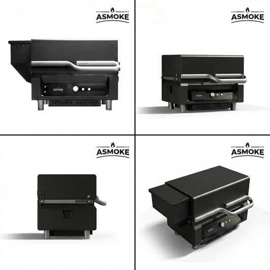 ASMOKE Essential Portable Wireless Pellet Smoker - Battery Powered 8-in-1 Mini BBQ Grill with Smart Temp Control & Meat Probe for Camping & RV.