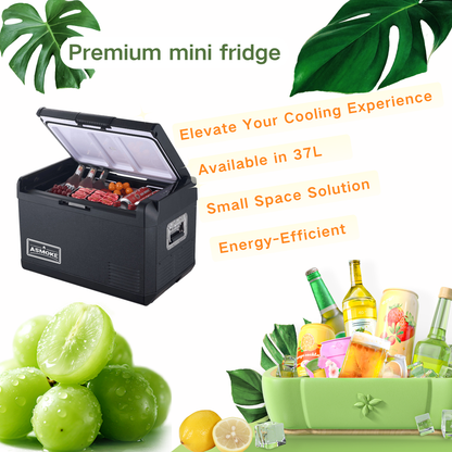 ASMOKE Premium Mini Fridge | 37L Compact Refrigerator with Roll-Bond Evaporator & Internal Light.