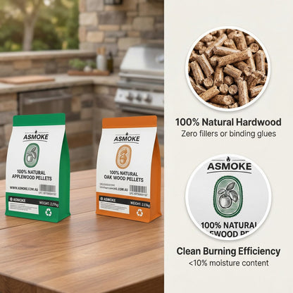 ASMOKE 4-Piece Premium Wood Pellet Variety Pack - Oak & Apple (2x Oak, 2x Apple)