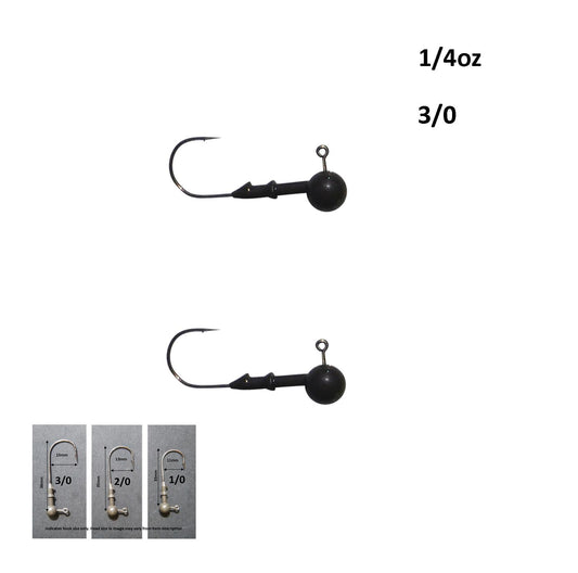 Vike 1/4 oz Round Jig Head with a Size 3/0 Hook Tungsten, 2 pack.