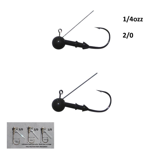 Vike 1/4 oz Weedless Round Jig Head with a Size 2/0 Hook Tungsten, 2 pack.