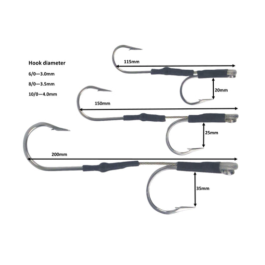 Swimerz Jigging & Trolling Hooks, 180 Double, 8/0, Qty 3.