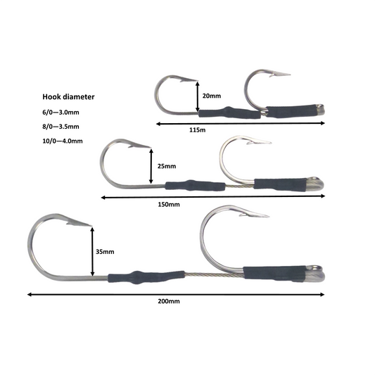 Swimerz Jigging & Trolling Hooks, Inline Double, 6/0, Qty 3.