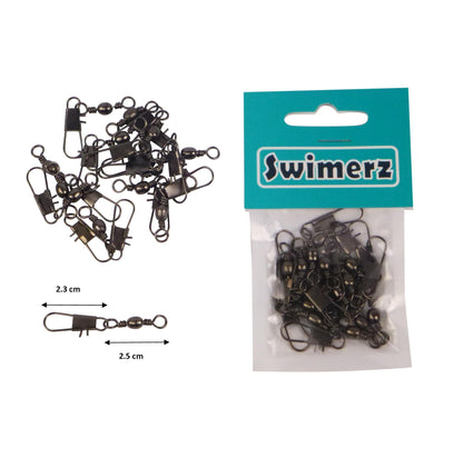 Swimerz Barrel Swivel w Interlock Snap, Size 4, 15 pack.