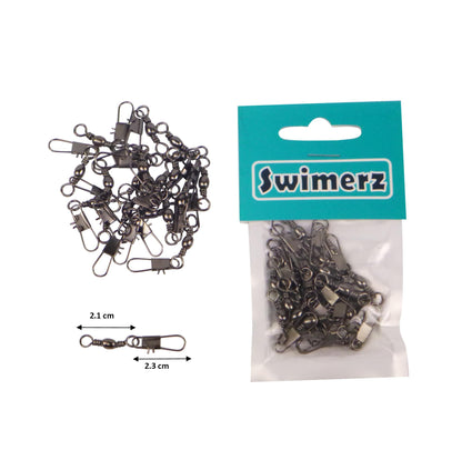 Swimerz Barrel Swivel w Interlock Snap, Size 6, 20 pack.