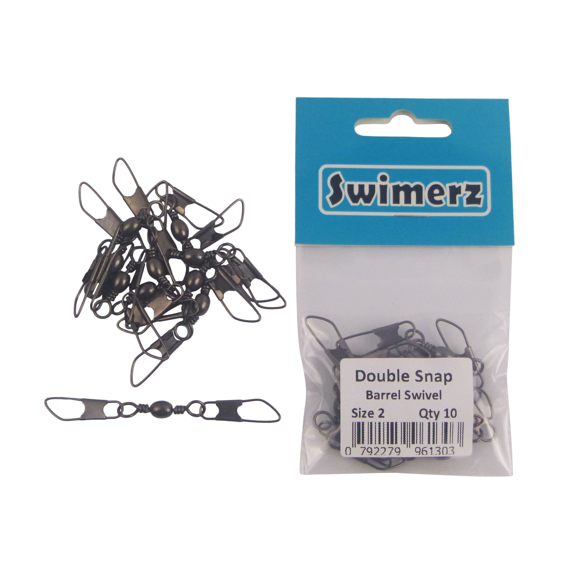 Swimerz Double Snap Barrel Swivels, Size 2, 10 pack.