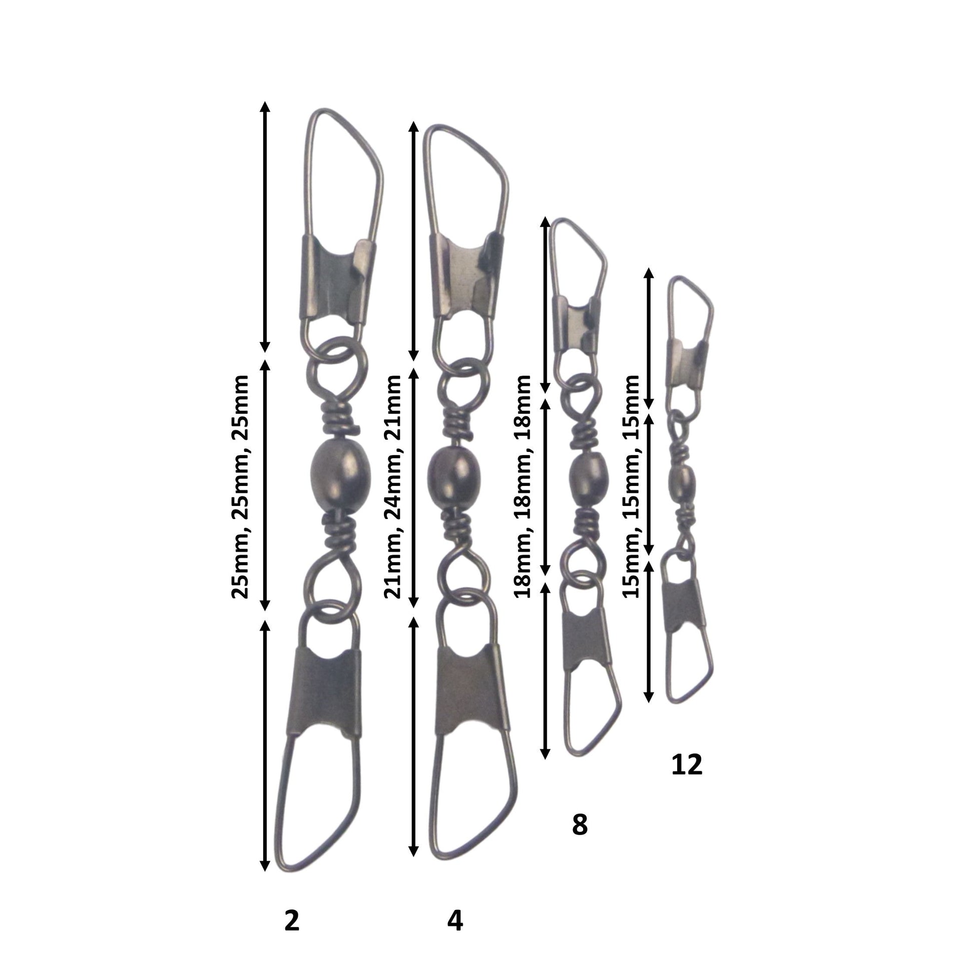 Swimerz Double Snap Barrel Swivels, Size 12, 20 pack.