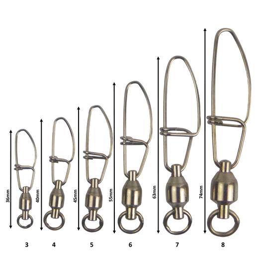 Swimerz HD Ball Bearing Swivels with Crosslock Snap, Size 5, 15 pack.