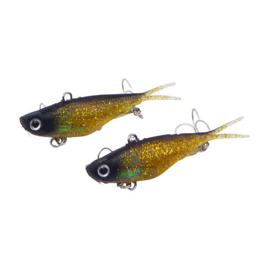 Swimerz 95mm Soft Vibe, Gold Glitter, 2 pack.