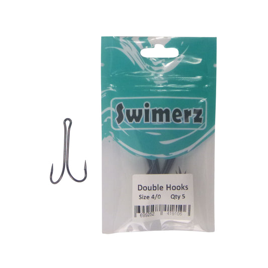 Swimerz Size 4/0 Extra Strong Double Hook 5 Pack.