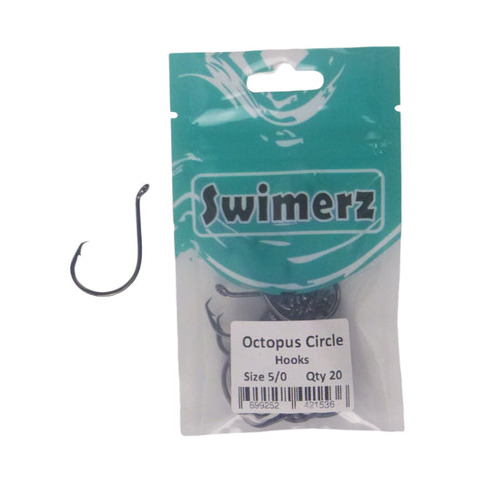 Swimerz 5/0 Octopus Circle Hooks, 20 pack.