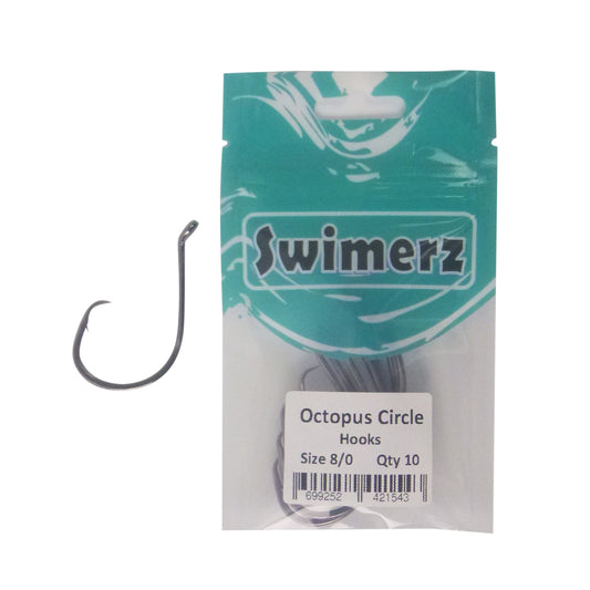 Swimerz 8/0 Octopus Circle Hooks, 10 pack.