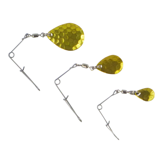 Swimerz Jig Spinner, Large, Hammered Brass, 5 Pack.