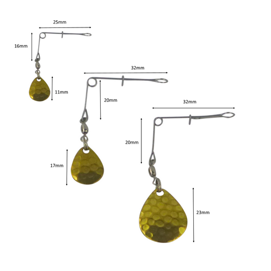 Swimerz Jig Spinner, Large, Hammered Brass, 5 Pack.