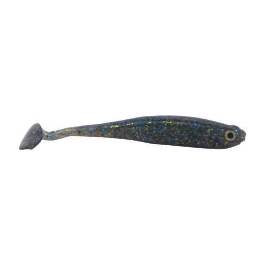 Swimerz Soft Shad 100mm Paddle Tail lure, Blue Gold Fleck, 6 pack.