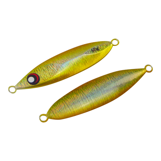 Finesse Slow Pitch Flutter Jig, 60gm, Gold Flash, 2 pack.
