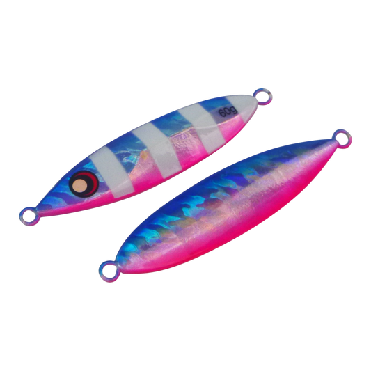 Finesse Slow Pitch Flutter Jig, 60gm, Blue Blush, 2 pack.