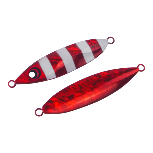 Finesse Slow Pitch Flutter Jig, 60gm, Ruby Flash, 2 pack.