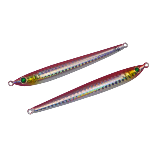 Finesse Pencil Jig, 40gm, Magenta Silver, 2 pack.