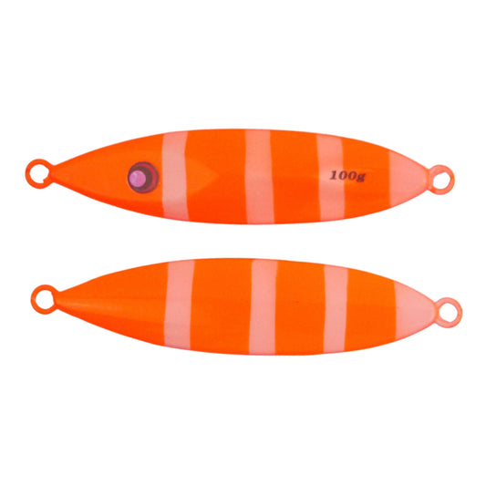 Finesse Slow Pitch Flutter Jig, 100gm, Bright Orange, 2 pack.