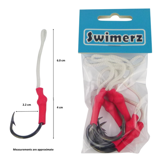 Swimerz 5/0 Single Assist Hooks, 6 pack.