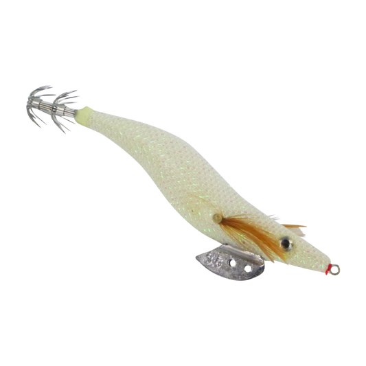 Finesse Rumoika Squid Jig, White Glow, size 3.5, 2 pack.