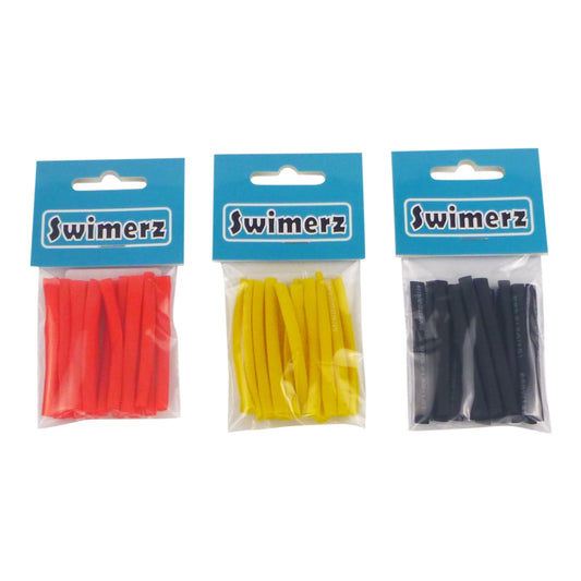 Swimerz Assist Hook Sleeves, 3mm Shrink Tube, Black, Yellow & Red, 50mmL. Qty 45..